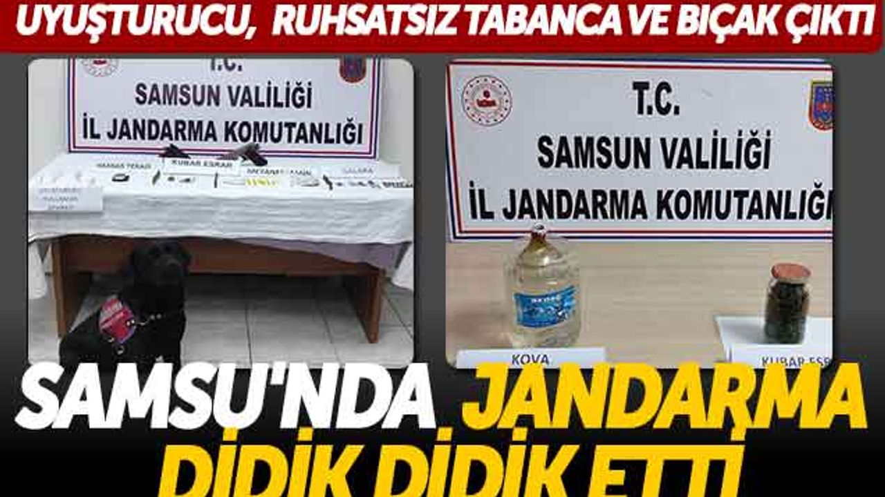 Samsun'da Jandarma Didik Didik Etti! Uyuşturucu, Ruhsatsız Tabanca Ve Bıçak Çıktı