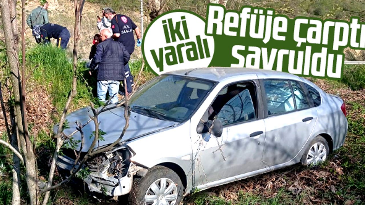Samsun-Ankara karayolunda kaza! Otomobil refüje çarptı