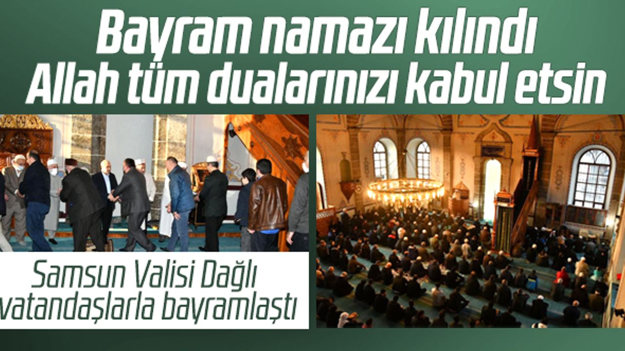 Samsun'da Ramazan Bayramı namazı kılındı! Vali camide vatandaş ile bayramlaştı