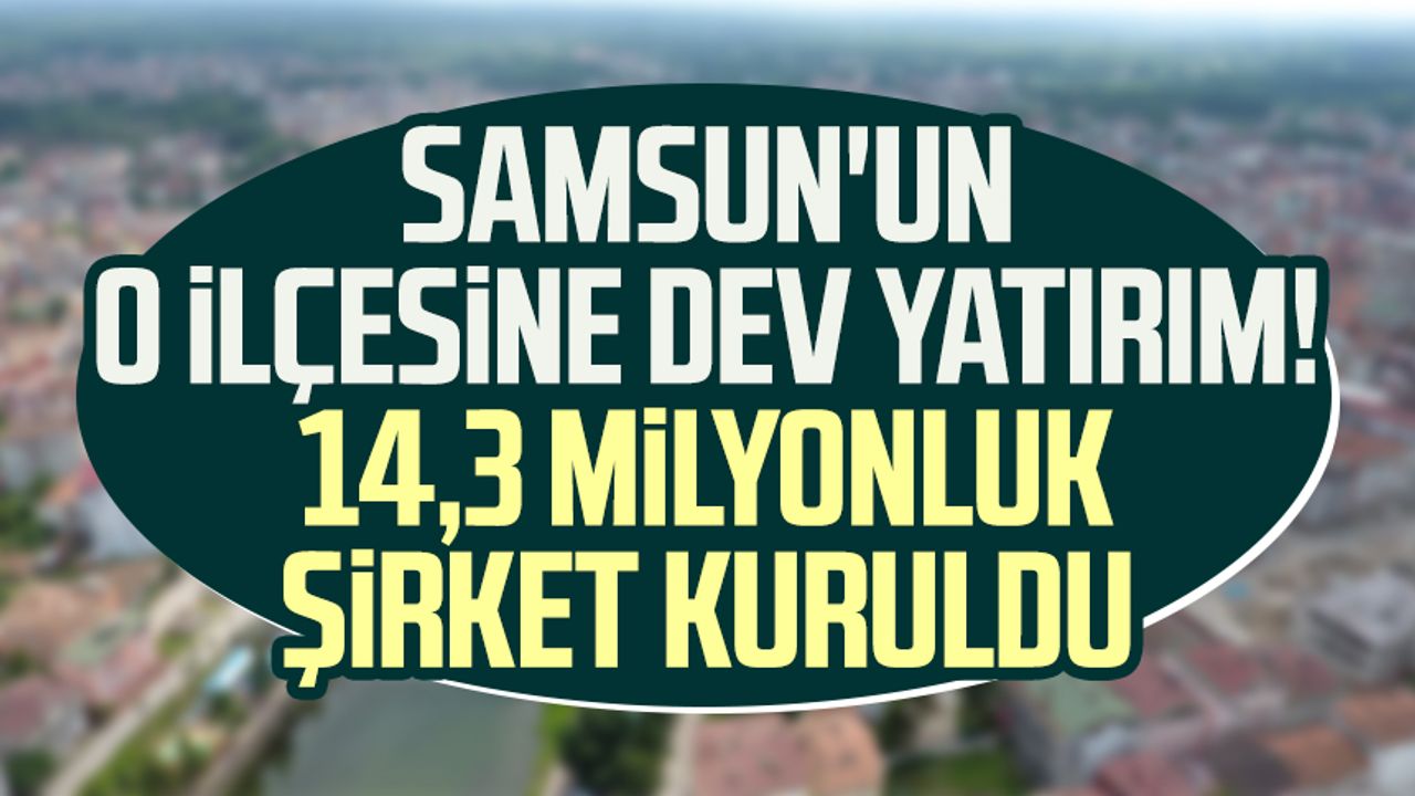 Samsun'un o ilçesine dev yatırım! 14,3 milyonluk şirket kuruldu