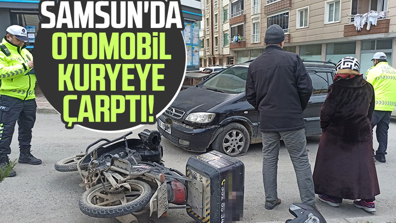 Samsun'da otomobil kuryeye çarptı!