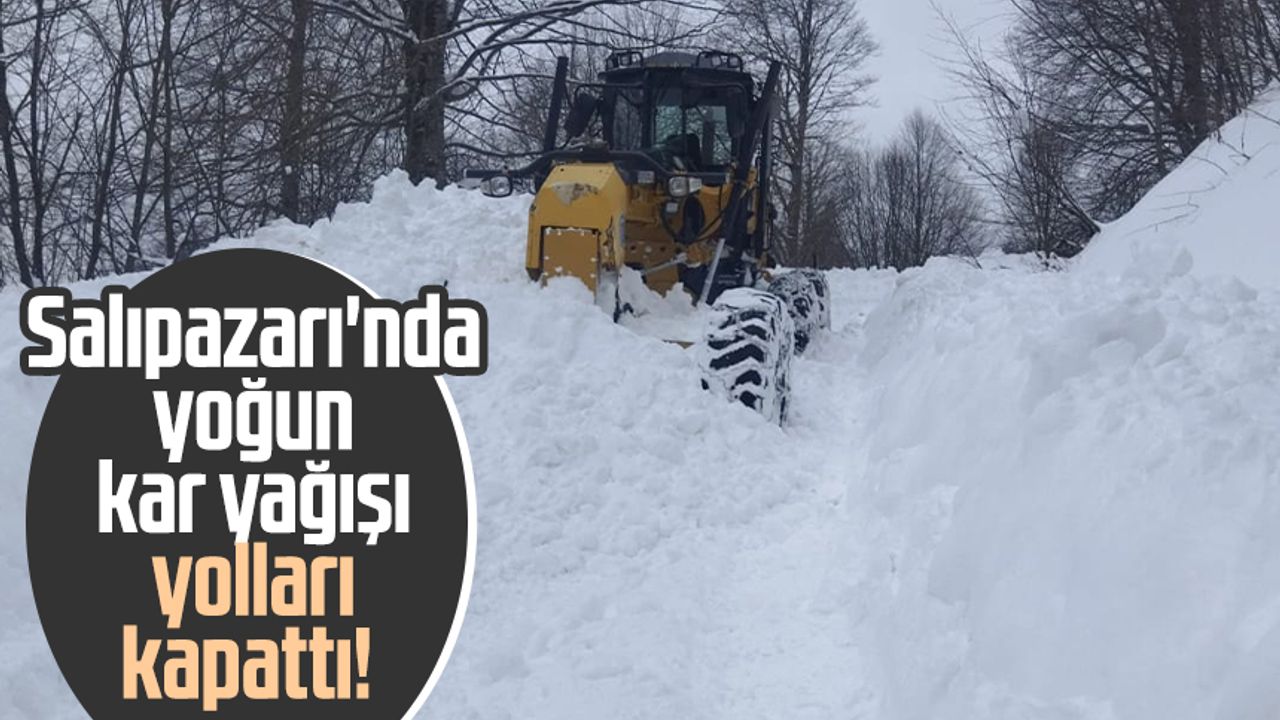 Samsun Salıpazarı'nda yoğun kar yağışı yolları kapattı!