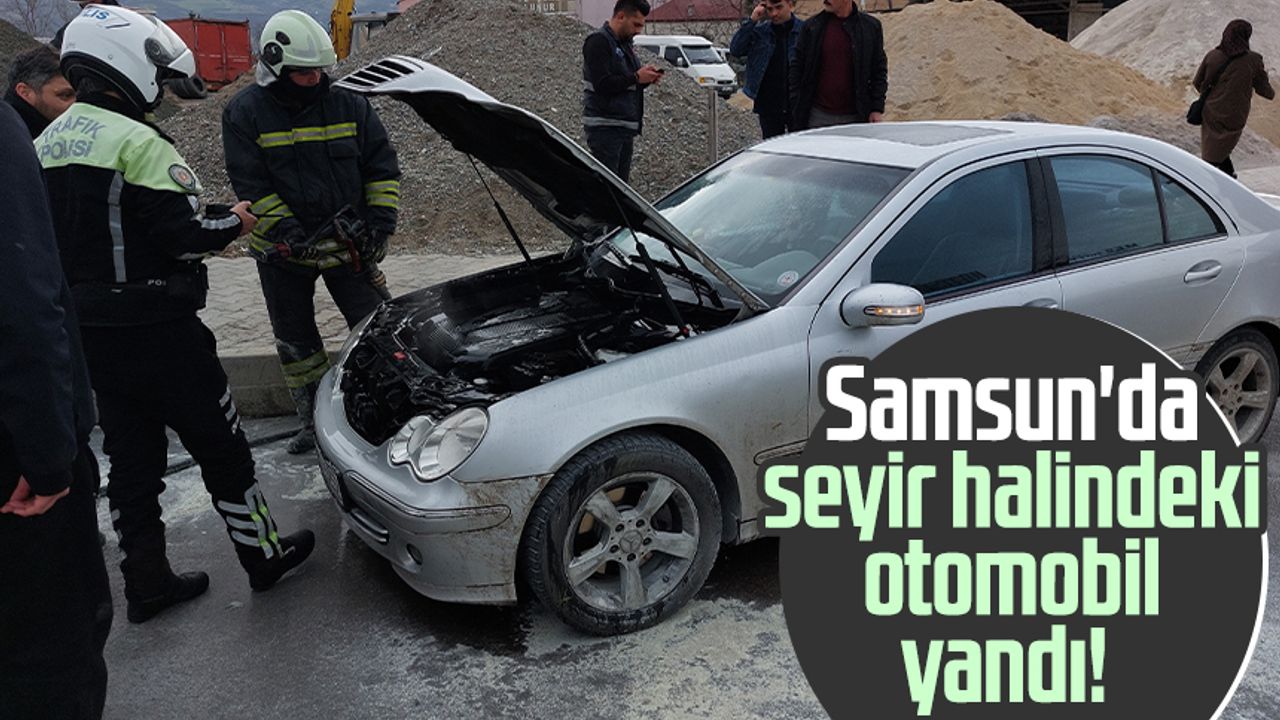Samsun'da seyir halindeki otomobil yandı!