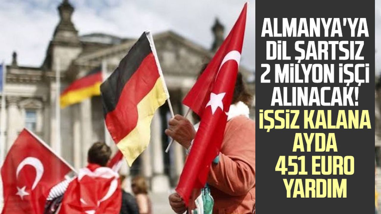 Almanya'ya dil şartsız 2 milyon işçi alınacak! İşsiz kalana ayda 451 euro yardım