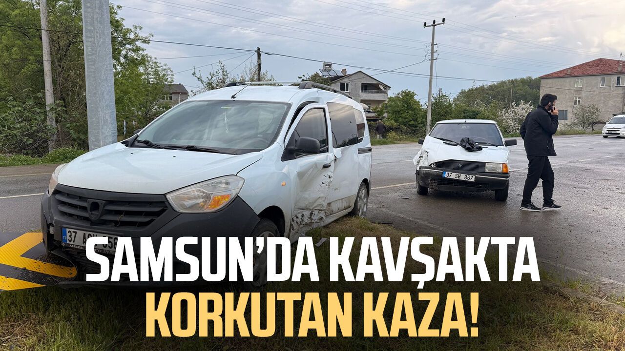 Samsun Alaçam'da kavşakta iki otomobil çarpıştı - Samsun Haber