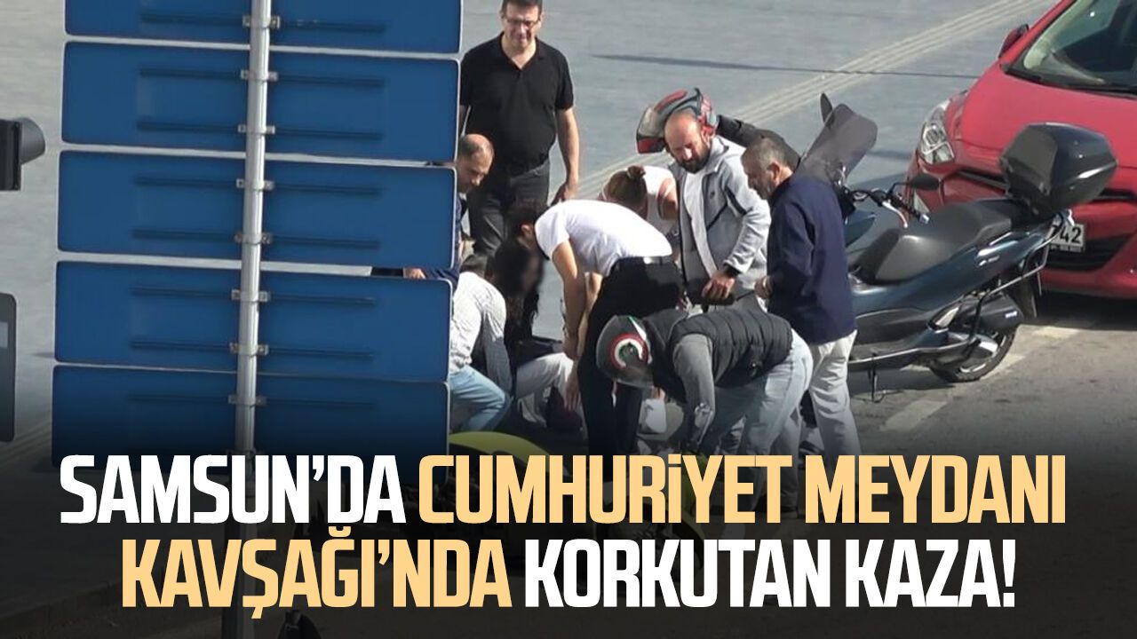 Kavşakta motosiklet devrildi, sürücü ve yolcu yere sürüklendi