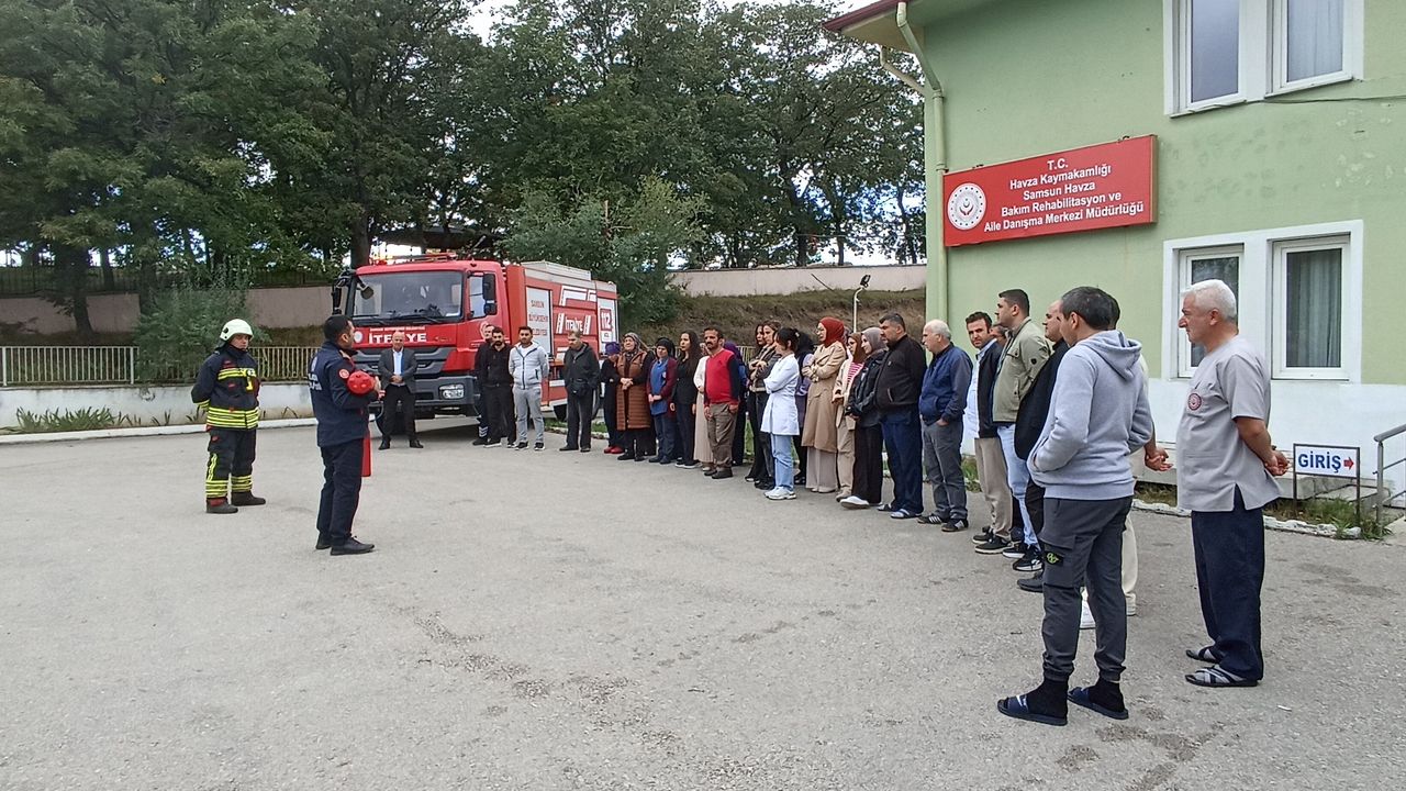 Havza'da engelli bireylere yangın eğitimi ve tatbikat