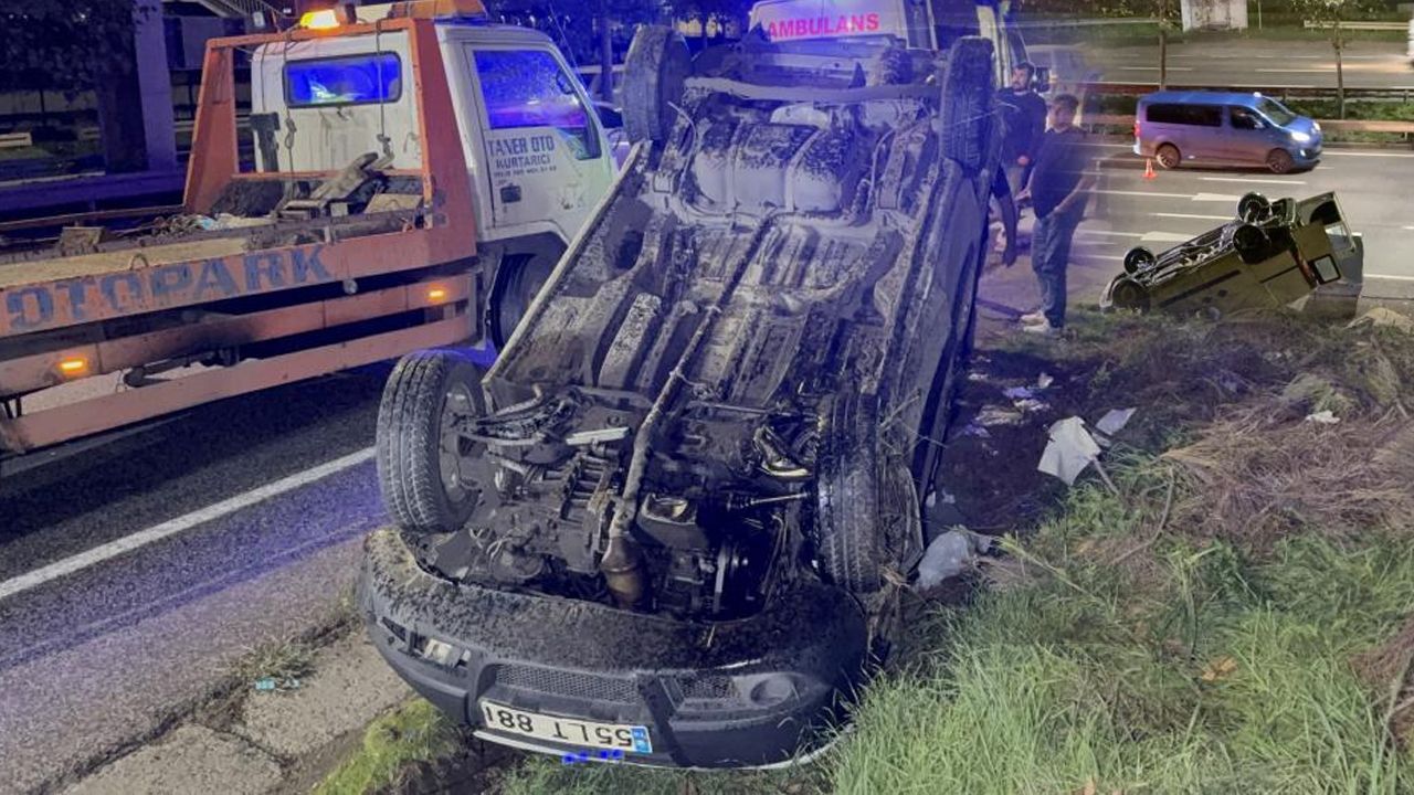 Samsun’da araç 30 metreden Atatürk Bulvarı’na uçtu!