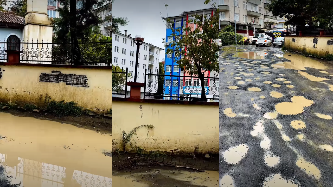 Samsun'da okul yolunda çukur tepkisi!