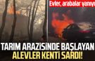 Tarım arazisinde başlayan alevler kenti sardı! Evler, arabalar yanıyor