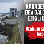 Karadeniz’de oluşan dev dalgalar, Atakum sahilinde hasara neden oldu