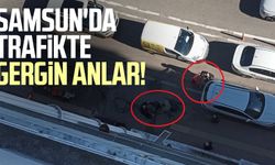 Samsun'da trafikte gergin anlar!