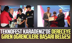 Samsun'da TEKNOFEST KARADENİZ’de dereceye giren öğrencilere başarı belgesi