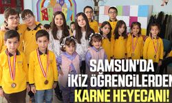 Samsun'da ikiz öğrencilerden karne heyecanı!