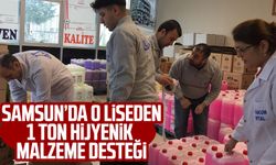 Samsun’da o liseden 1 ton hijyenik malzeme desteği