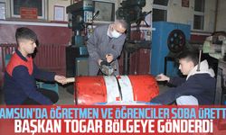 Öğretmen ve öğrenciler soba üretti! Tekkeköy Belediye Başkanı Hasan Togar bölgeye gönderdi