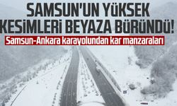 Samsun'un yüksek kesimleri beyaza büründü! Samsun-Ankara karayolundan kar manzaraları