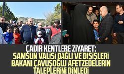 Çadır kentlere ziyaret: Samsun Valisi Dağlı ve Dışişleri Bakanı Çavuşoğlu afetzedelerin taleplerini dinledi