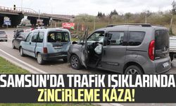 Samsun'da trafik ışıklarında zincirleme kaza!