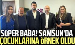 Süper baba! Samsun'da çocuklarına örnek oldu