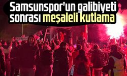 Samsunspor'un galibiyeti sonrası meşaleli kutlama 