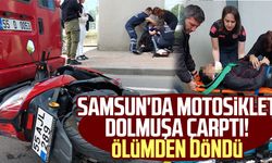 Samsun'da motosiklet dolmuşa çarptı! Ölümden döndü