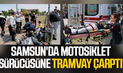 Samsun'da motosiklet sürücüsüne tramvay çarptı!
