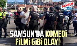 Samsun Cumhuriyet Meydanı'nda komedi filmi gibi olay!