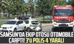 Samsun'da ekip otosu otomobile çarptı! 3'ü polis 4 yaralı