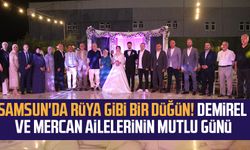 Samsun'da rüya gibi bir düğün! Demirel ve Mercan ailelerinin mutlu günü