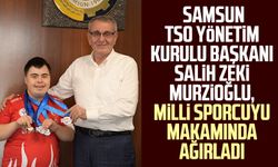 Samsun TSO Yönetim Kurulu Başkanı Salih Zeki Murzioğlu, milli sporcuyu makamında ağırladı