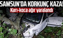 Samsun'da tıra çarpan otomobil şarampole yuvarlandı! Karı-koca ağır yaralandı