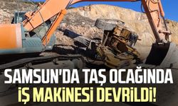 Samsun'da taş ocağında iş makinesi devrildi!