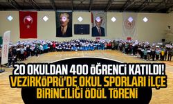 20 okuldan 400 öğrenci katıldı! Vezirköprü'de Okul Sporları İlçe Birinciliği ödül töreni