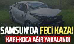 Samsun'da otomobil tarlaya devrildi! Kazada karı-koca ağır yaralandı