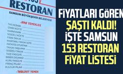 Fiyatları gören şaştı kaldı! İşte Samsun 153 Restoran fiyat listesi