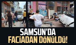 Samsun'da minibüs dükkana daldı! Faciadan dönüldü