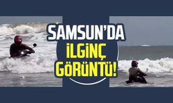 Samsun'da denize motosikletiyle girdi: İlginç görüntü