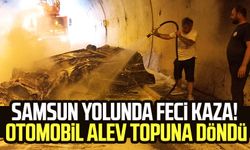 Samsun yolunda feci kaza! Otomobil alev topuna döndü