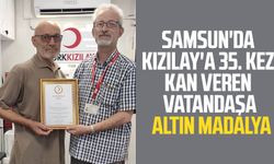 Samsun'da Kızılay'a 35. kez kan veren vatandaşa altın madalya