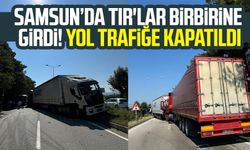 Samsun Terme'de TIR'lar birbirine girdi! Yol trafiğe kapatıldı