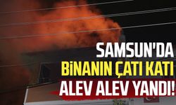 Samsun'da binanın çatı katı alev alev yandı!