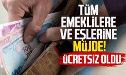 Tüm emeklilere ve eşlerine müjde! Ücretsiz oldu