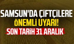 Samsun'da çiftçilere önemli uyarı! Son tarih 31 Aralık