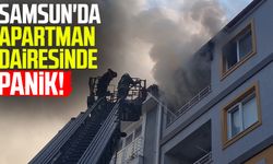 Samsun Bafra'da apartman dairesinde yangın!