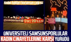 Üniversiteli Samsunsporlular kadın cinayetlerine karşı yürüdü