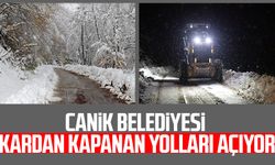 Canik Belediyesi kardan kapanan yolları açıyor