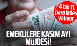 Emeklilere kasım ayı müjdesi! 4 bin TL para iadesi yatıyor