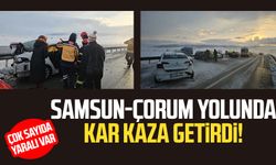 Samsun-Çorum yolunda kar kaza getirdi! Çok sayıda yaralı var