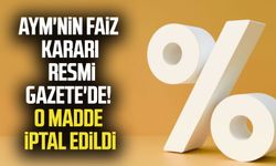 AYM'nin faiz kararı Resmi Gazete'de! O madde iptal edildi